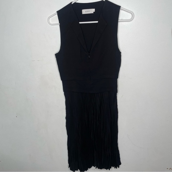 A.L.C. SLEEVELESS DRESS ETTA BLACK PLEATED - Picture 5 of 13